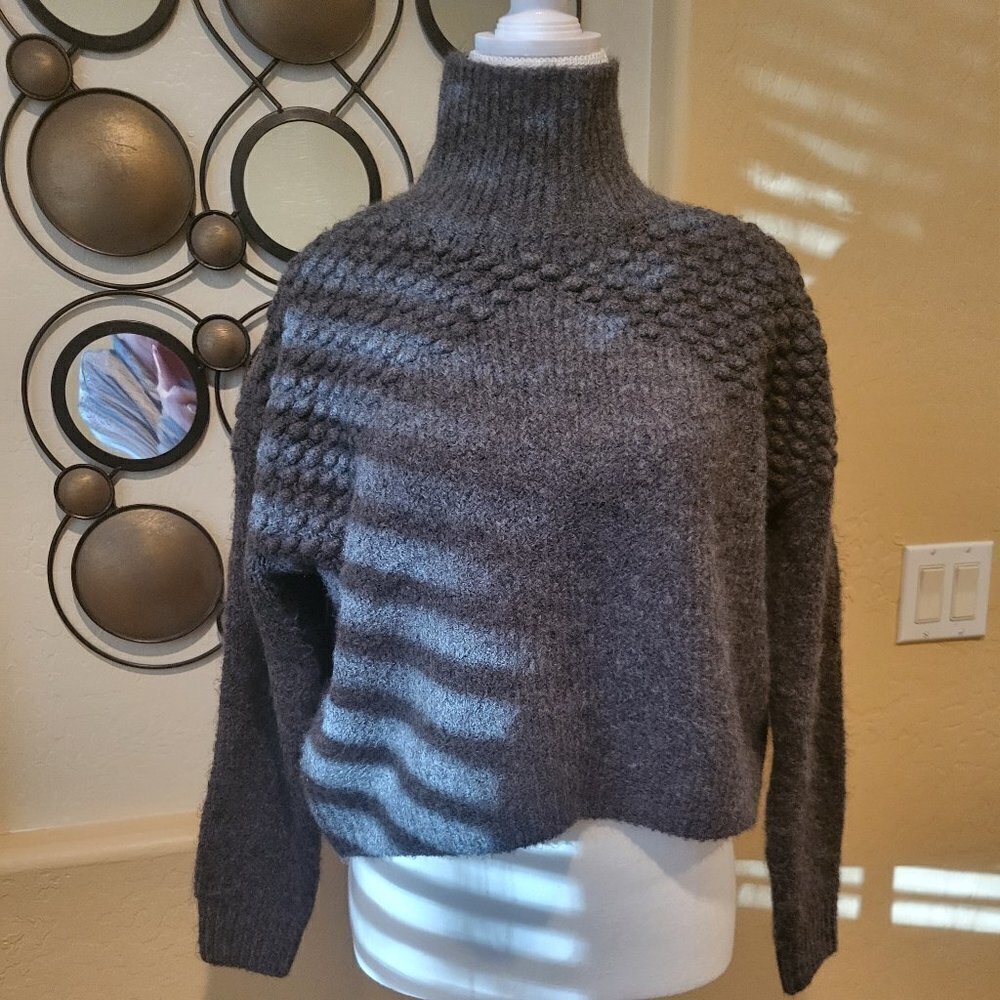 NWOT Free People Women's Bradley Charcoal Heather Knitted Pullover Sweater Sz M - Picture 4 of 11